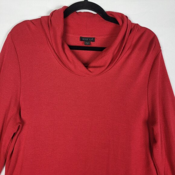 J Jill Wearever Collection Dress Medium Red Ribbed Cowl Neck Stretch Career - Picture 3 of 9